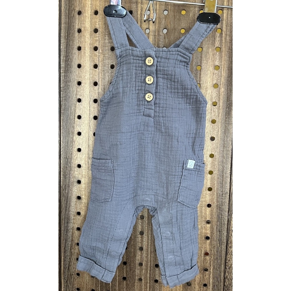 Little Planet By Carters Cotton Gauze Grey Baby Overalls Size 3 Months EUC